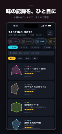 テイスティングノート アプリ画面